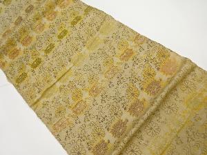 アンティーク　菊模様織り出し名古屋帯（材料）（282.5cm）
